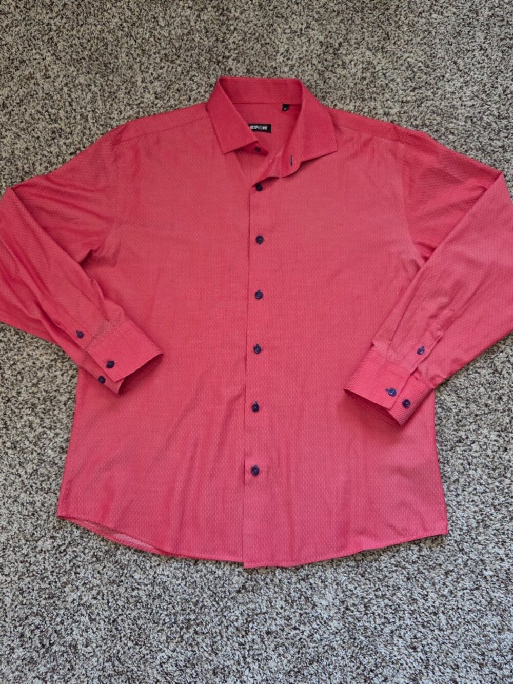 Bespoke Button Down Shirt Mens XL Red Cotton Contrasting Buttons Dressy Preppy